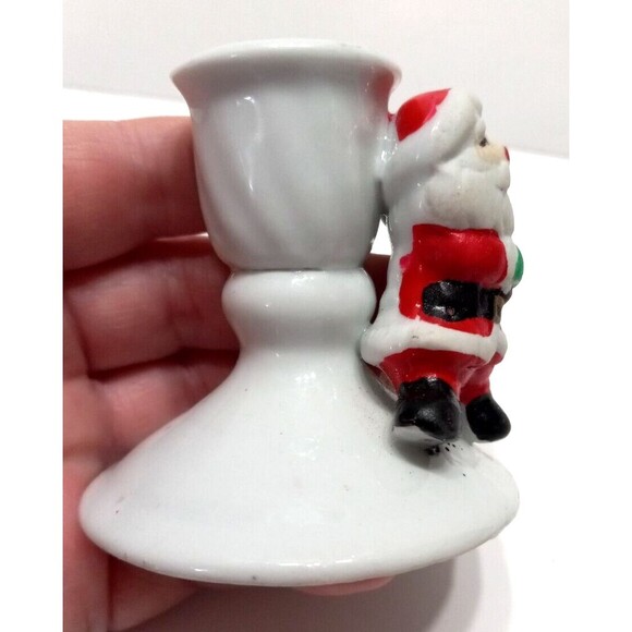 2 Candle Holders Santa Clause Taper Votive Christmas Vintage Taiwan - Picture 12 of 12